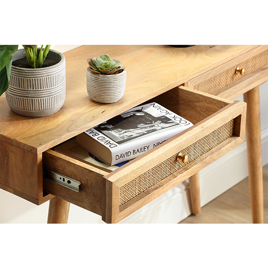 Mixco Wooden Console Table With 2 Drawers In Natural_2