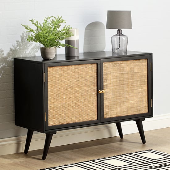 Photo of Mixco wooden sideboard with 2 doors in black