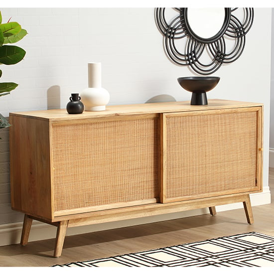 View Mixco wooden sideboard with 2 sliding doors in natural