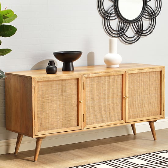 View Mixco wooden sideboard with 3 doors in natural