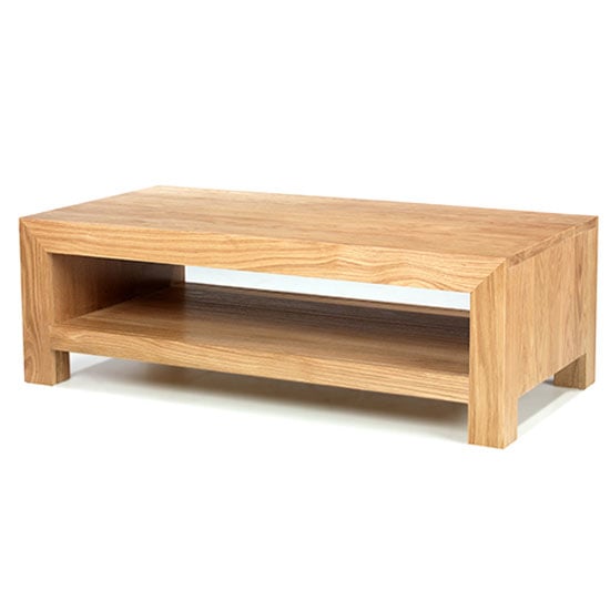 Photo of Modals wooden coffee table in light solid oak with shelf