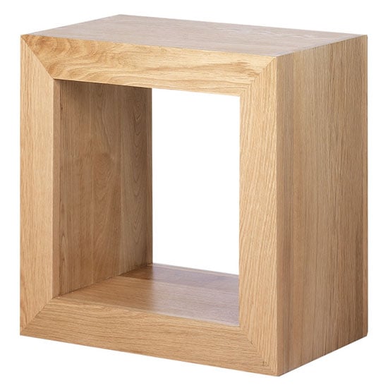 Photo of Modals wooden cube display stand in light solid oak