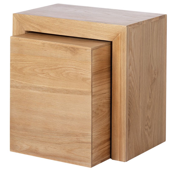 Photo of Modals wooden cube nesting tables in light solid oak