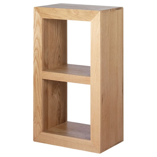 Photo of Modals wooden display stand in light solid oak with 1 shelf