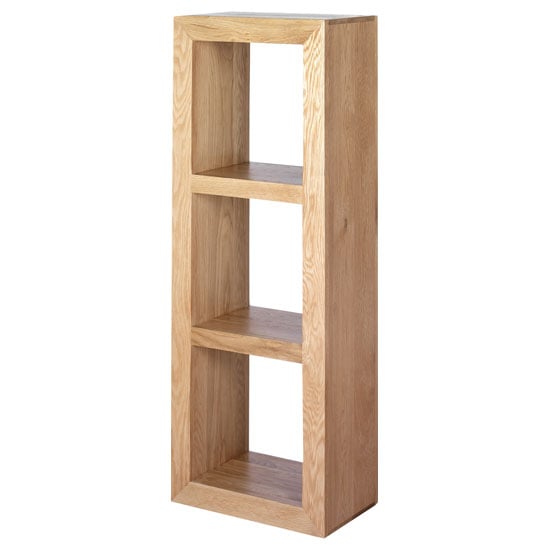 View Modals wooden display stand in light solid oak with 2 shelves