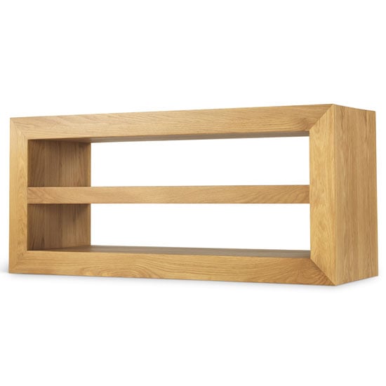 Modals Wooden Open Media Unit In Light Solid Oak With 1 Shelf_2