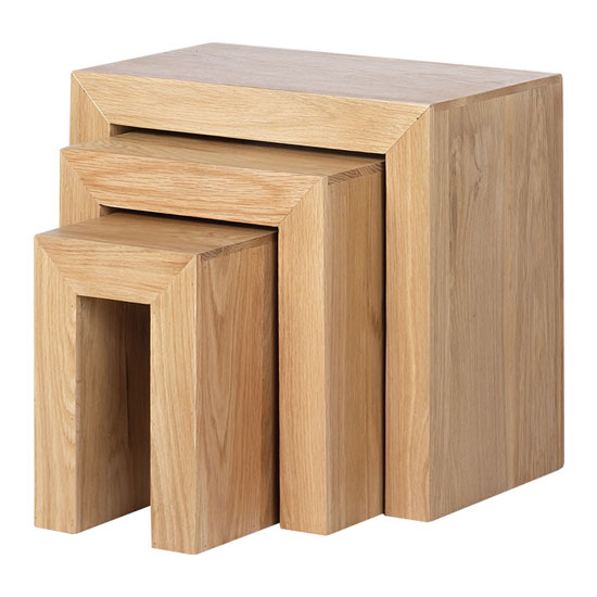 Product photograph of Modals Wooden Set Of 3 Nesting Tables In Light Solid Oak from Furniture in Fashion