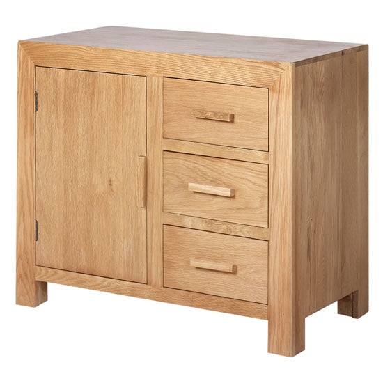 Photo of Modals wooden small sideboard in light solid oak
