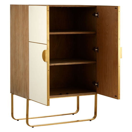 Modeco Wooden Bar Storage With Gold Frame In Natural