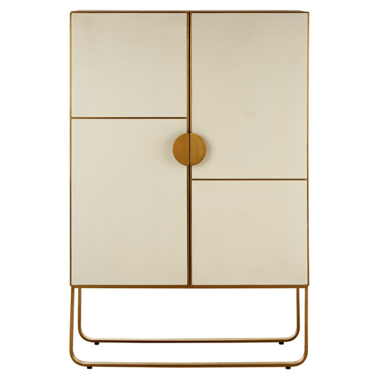 Modeco Wooden Bar Storage Cabinet With Gold Frame In Natural_4