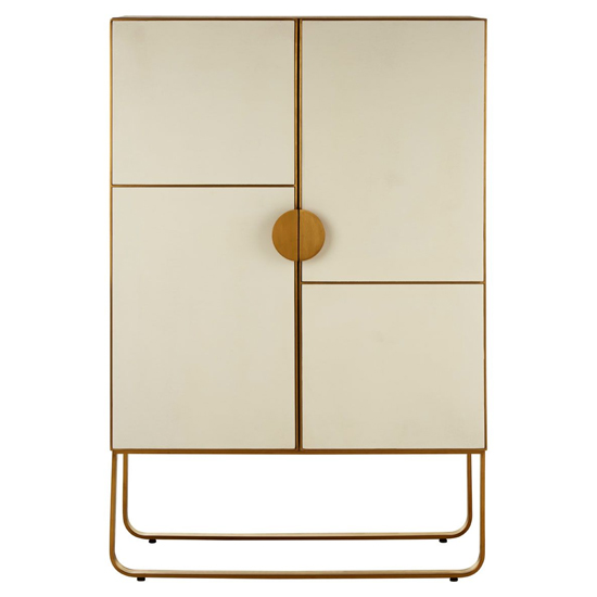 Modeco Wooden Bar Storage With Gold Frame In Natural