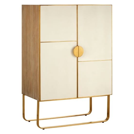 Modeco Wooden Bar Storage Cabinet With Gold Frame In Natural_1