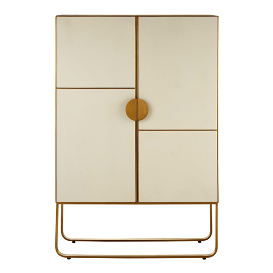 Modeco Wooden Bar Storage In Gold Metal Frame Furniture in