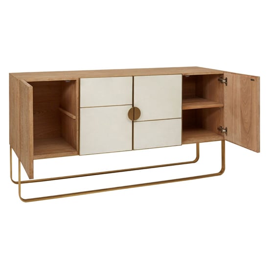 Modeco Wooden Sideboard With Gold Steel Frame In Natural_2