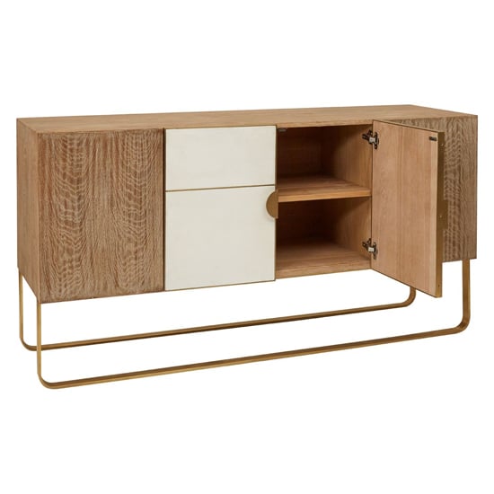 Modeco Wooden Sideboard With Gold Steel Frame In Natural_3