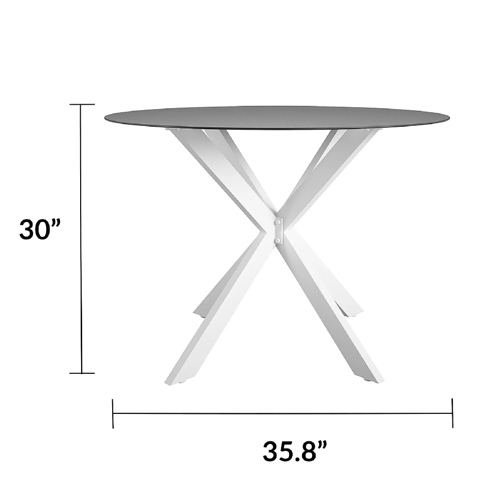 Modena Black Glass Dining Table With White Metal Frame