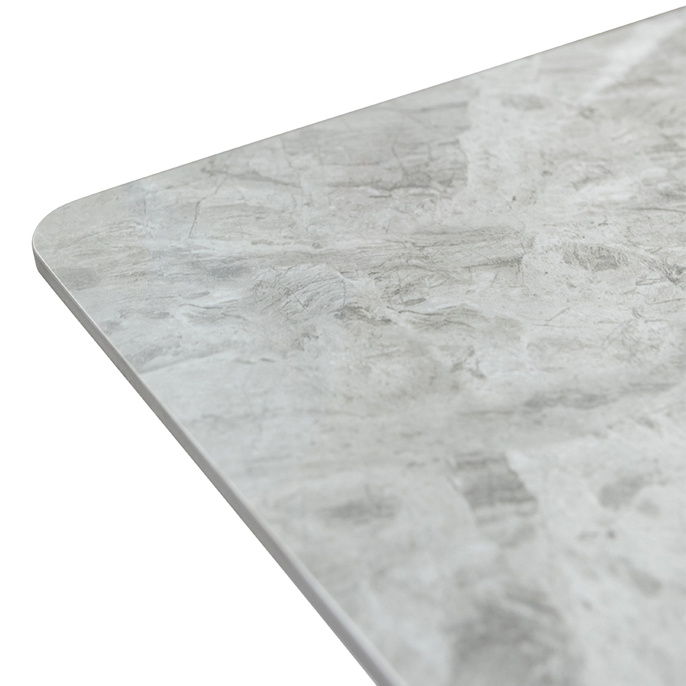 Modena Grey Sintered Stone Top Dining Table with Charcoal Ribbed Base