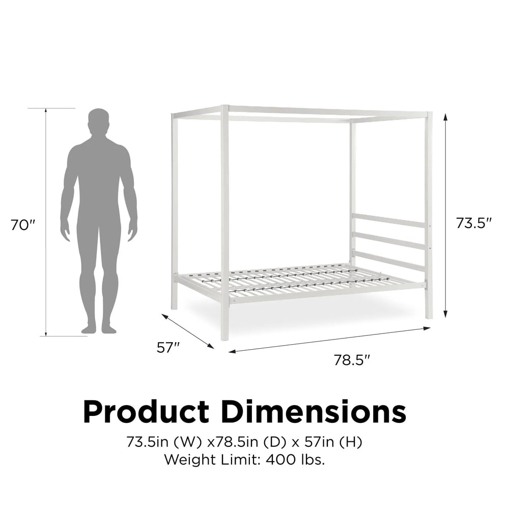 Modena Metal Double Bed In White