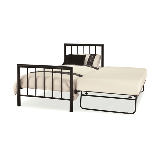 Modena Metal Single Bed With Guest Bed In Black_2