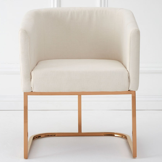 Modeno White Fabric Dining Chair With Rose Gold Legs FiF