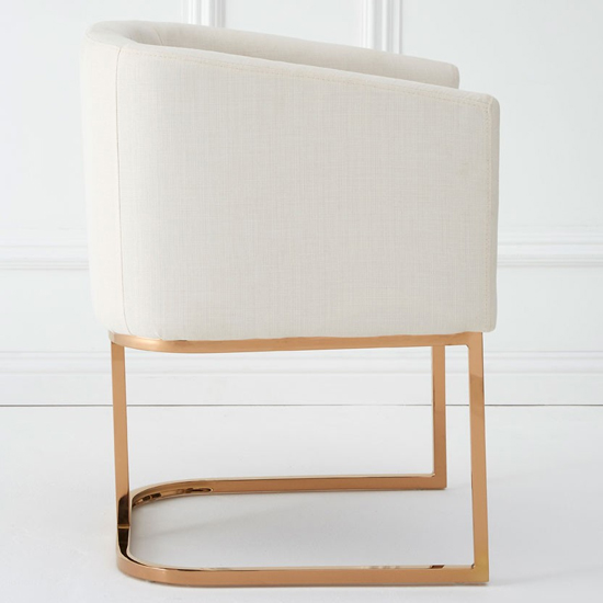 Modeno White Fabric Dining Chair With Rose Gold Legs FiF