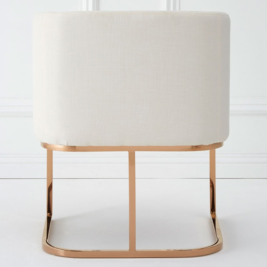 Modeno White Fabric Dining Chair With Rose Gold Legs FiF