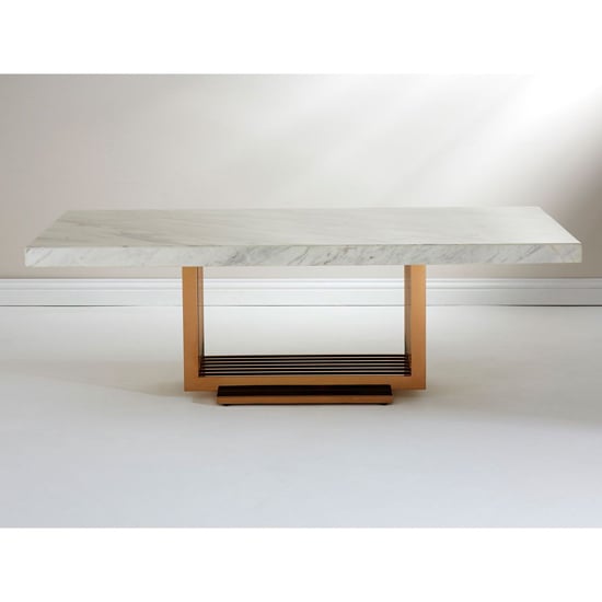 Modeno White Marble Coffee Table With Rose Gold Base_2