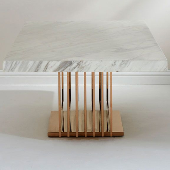 Modeno White Marble Coffee Table With Rose Gold Base_4