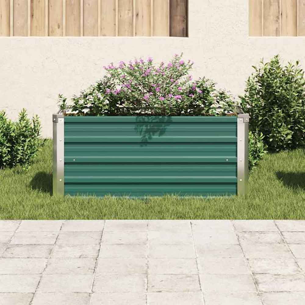 Modenza 100 x 40 x 45cm Garden Galvanised Steel Planter in Green