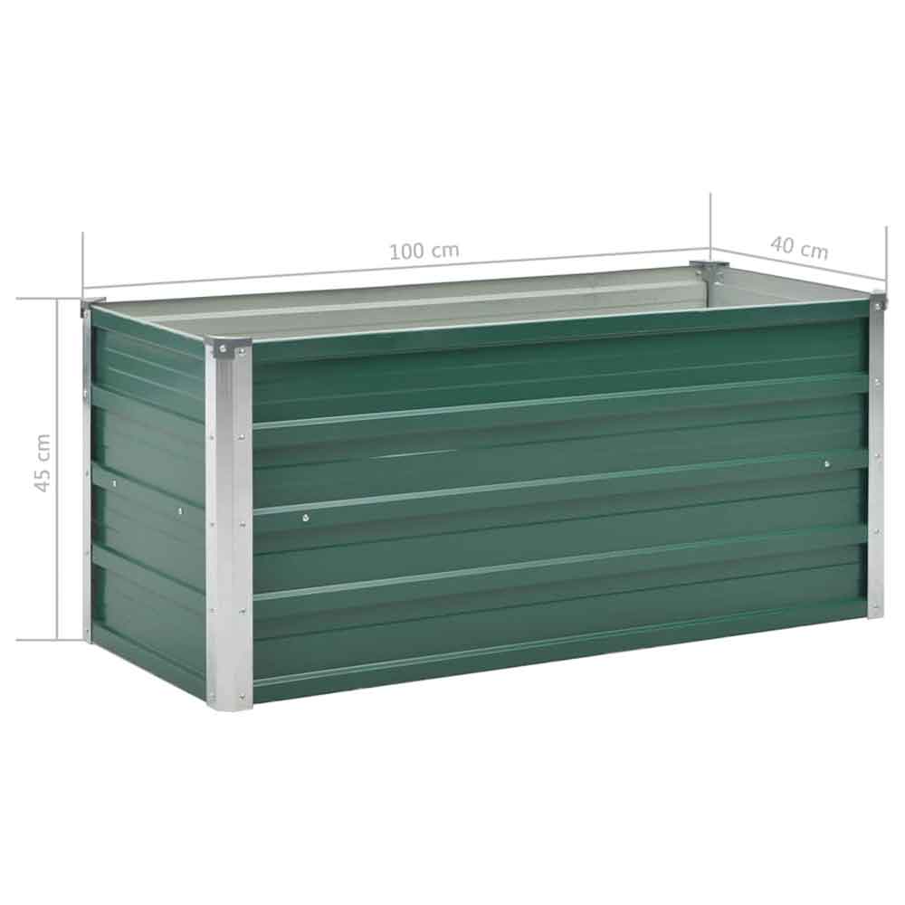 Modenza 100 x 40 x 45cm Garden Galvanised Steel Planter in Green