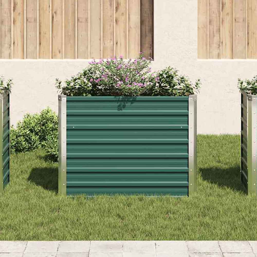 Modenza 100 x 40 x 77cm Garden Galvanised Steel Planter in Green
