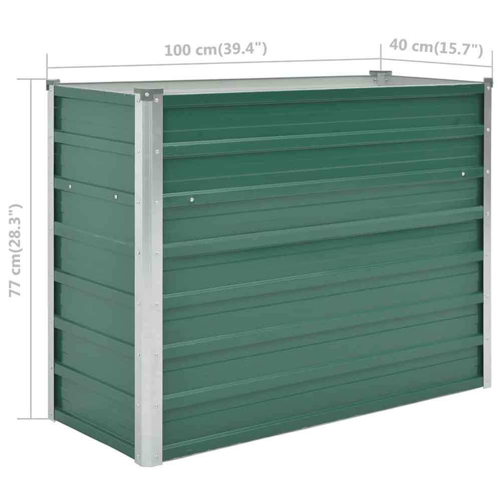 Modenza 100 x 40 x 77cm Garden Galvanised Steel Planter in Green