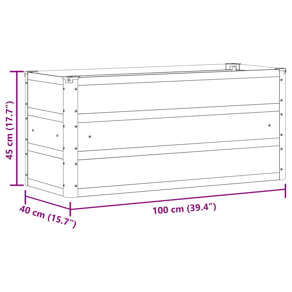 Modenza 100 x 45cm Garden Steel Planter In Green