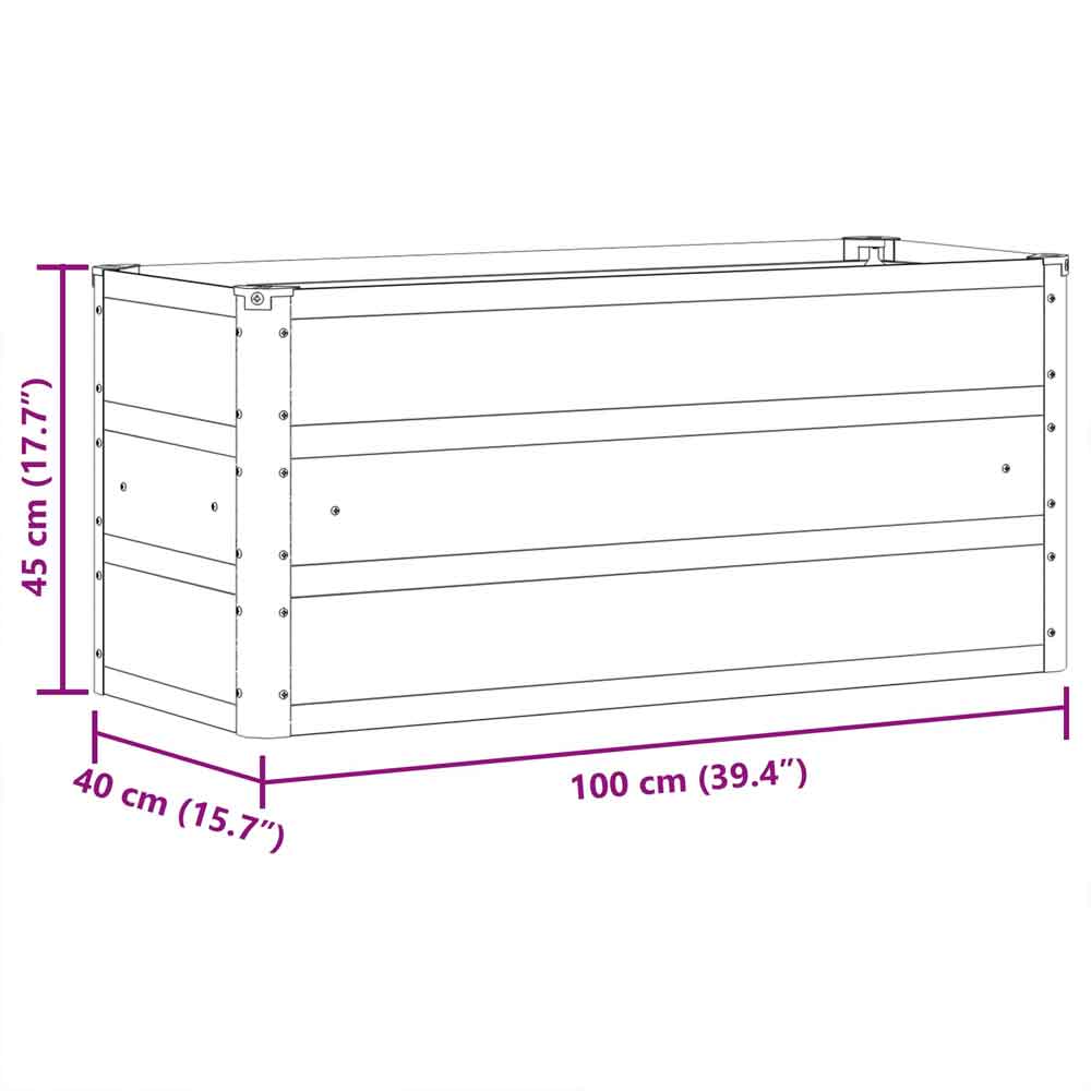 Modenza 100 x 45cm Garden Steel Planter In Light Grey