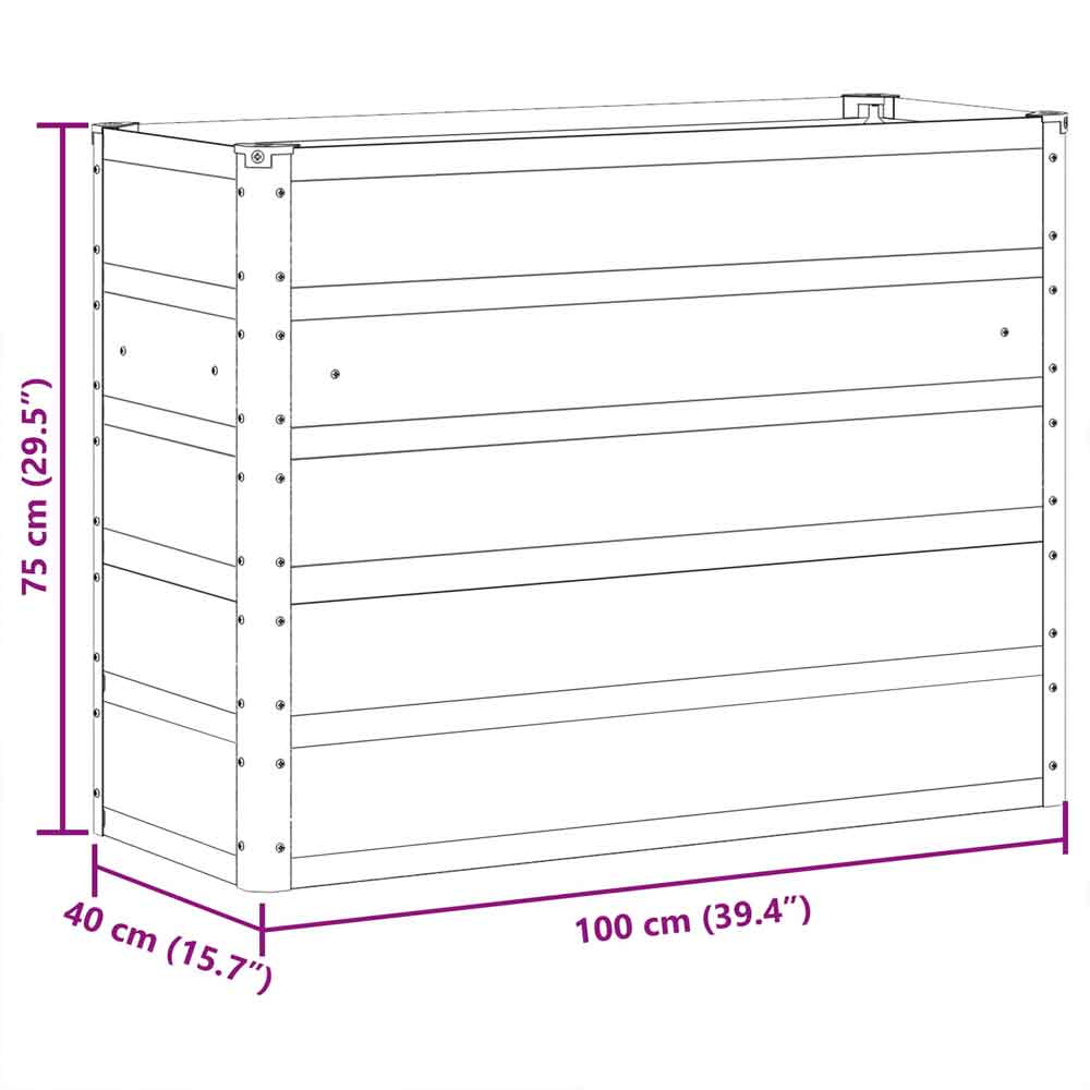 Modenza 100 x 75cm Garden Steel Planter In Light Grey