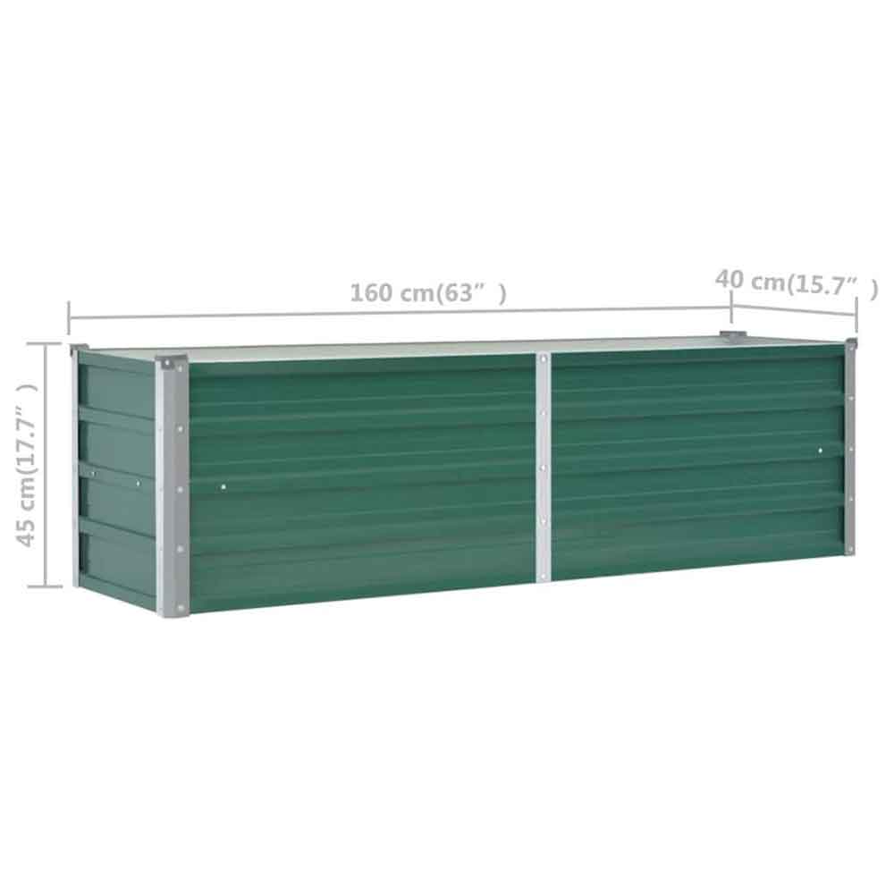 Modenza 160 x 40 x 45cm Garden Galvanised Steel Planter in Green