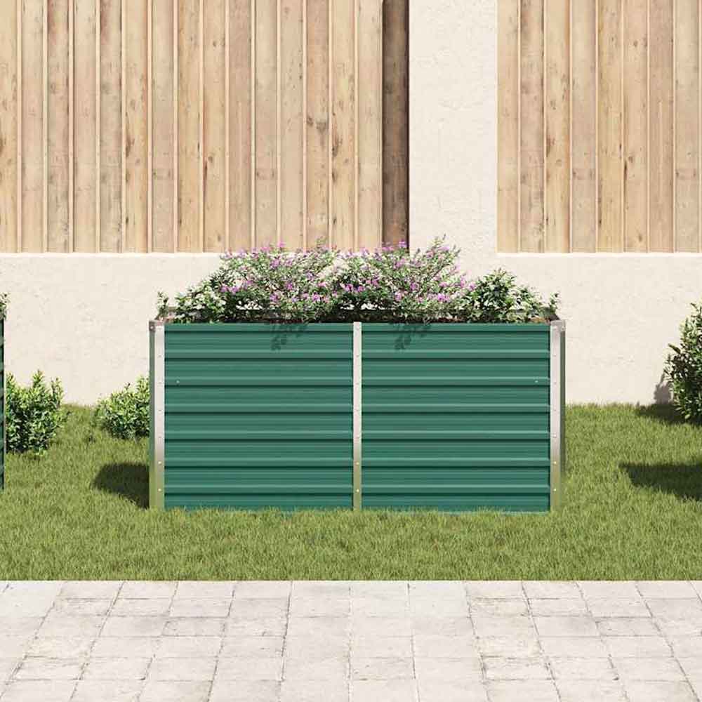 Modenza 160 x 40 x 77cm Garden Galvanised Steel Planter in Green