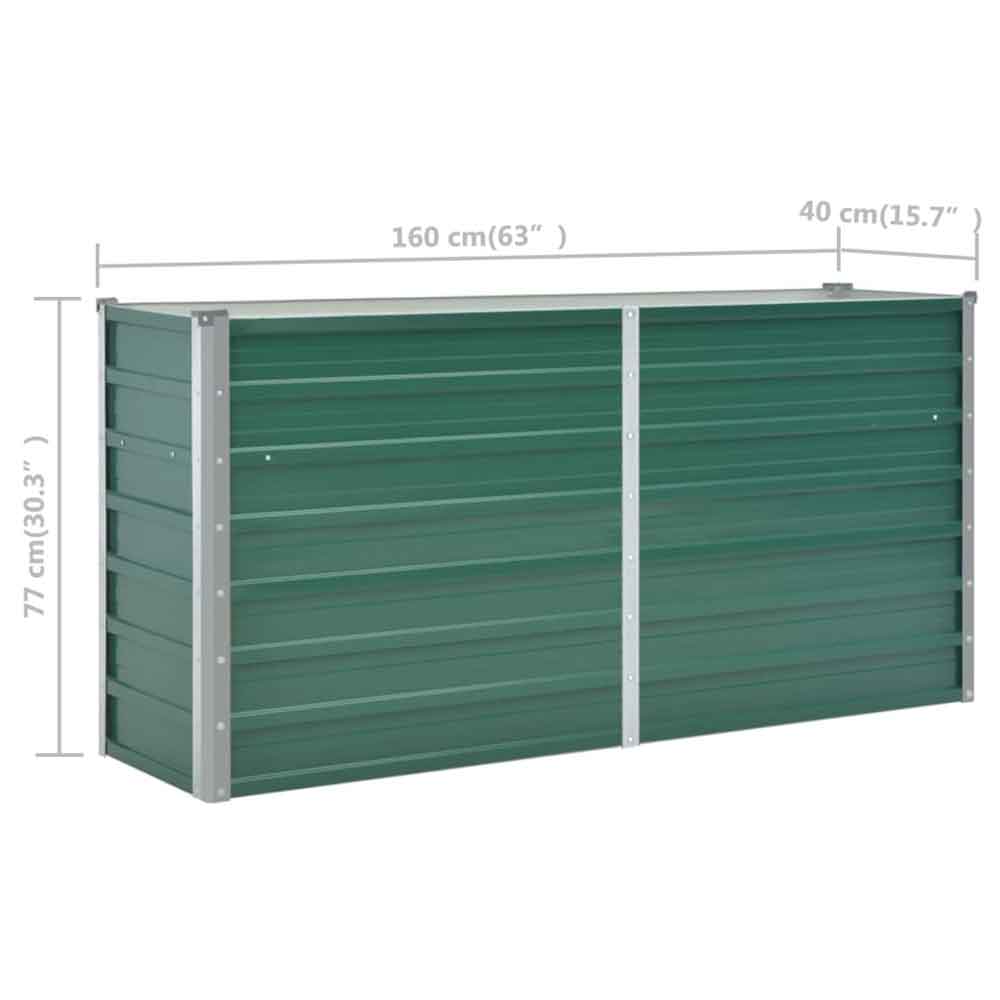 Modenza 160 x 40 x 77cm Garden Galvanised Steel Planter in Green