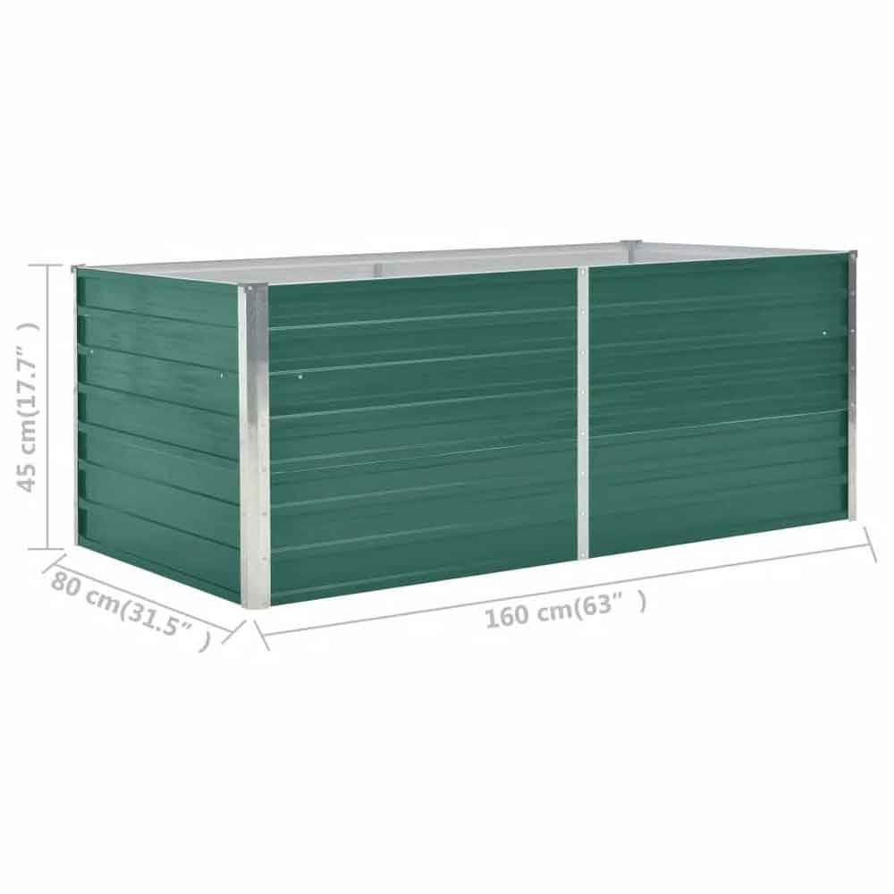 Modenza 160 x 80 x 45cm Garden Galvanised Steel Planter in Green