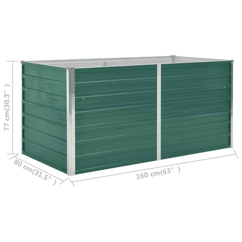 Modenza 160 x 80 x 77cm Garden Galvanised Steel Planter in Green