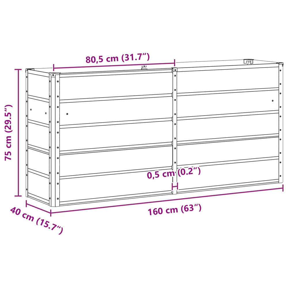 Modenza 160 x 75cm Garden Steel Planter In Light Grey