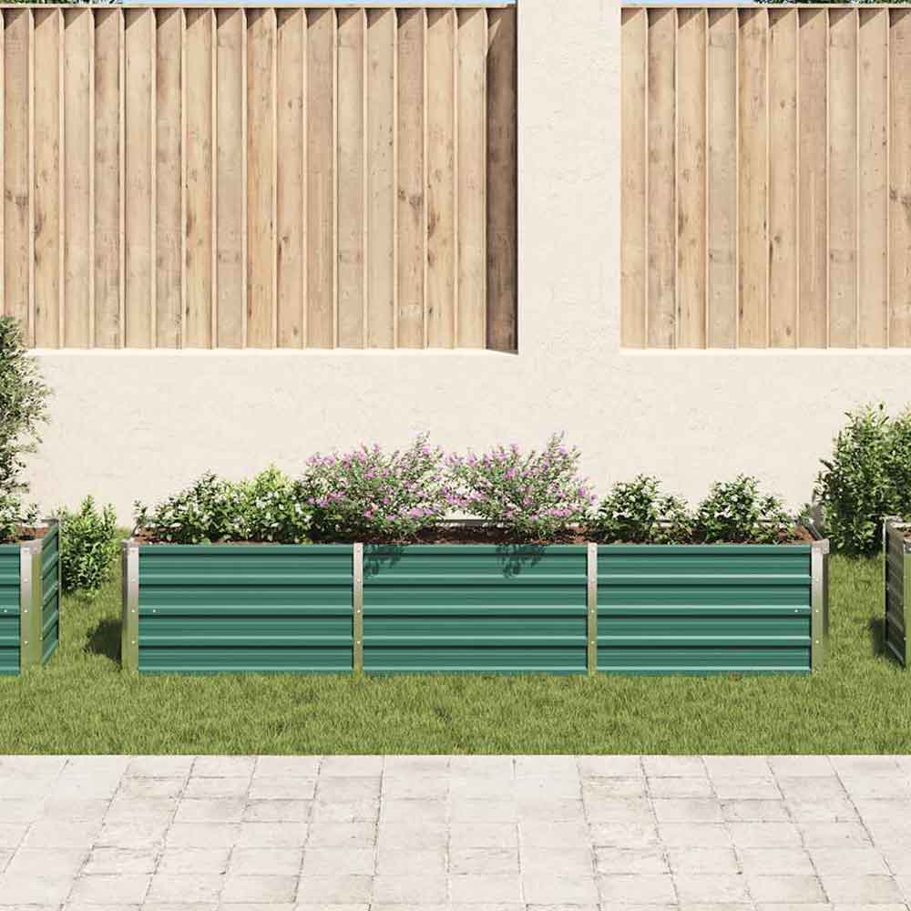 Modenza 240 x 40 x 45cm Garden Galvanised Steel Planter in Green