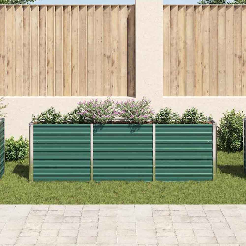 Modenza 240 x 40 x 77cm Garden Galvanised Steel Planter in Green