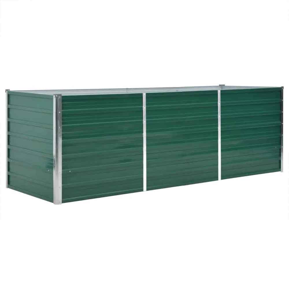 Modenza 240 x 80 x 77cm Garden Galvanised Steel Planter in Green