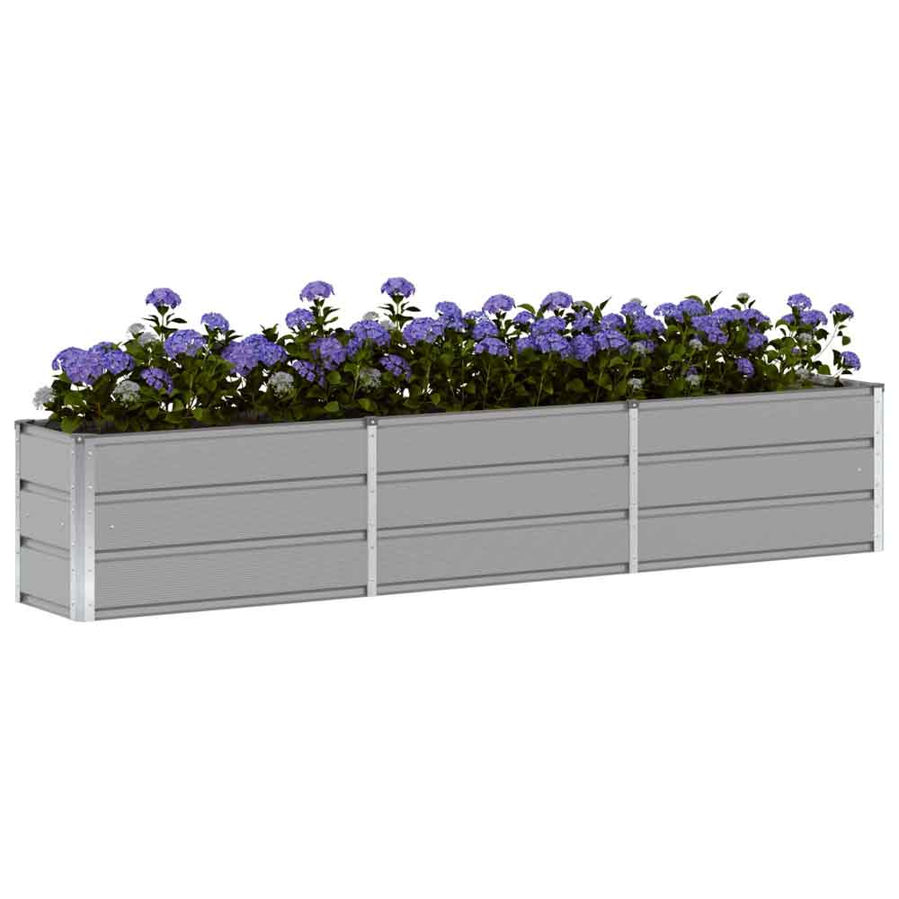 Modenza 240 x 45cm Garden Steel Planter In Light Grey