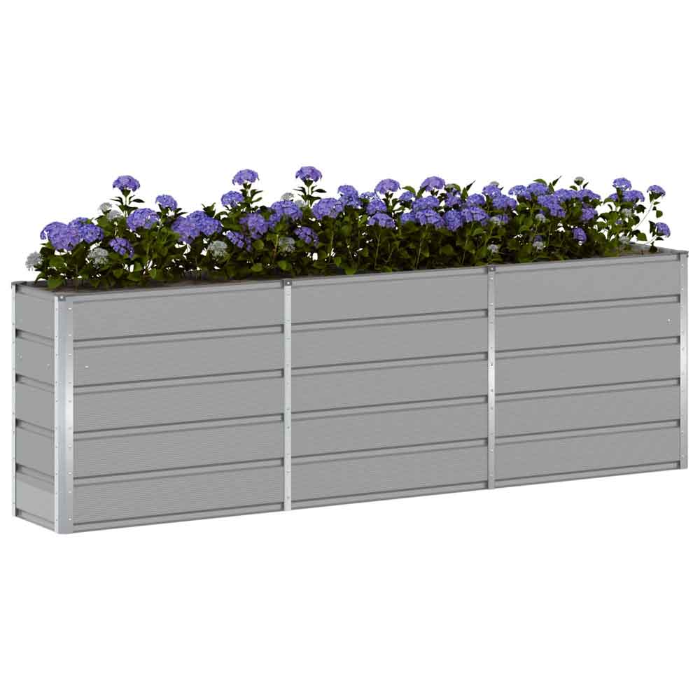 Modenza 240 x 75cm Garden Steel Planter In Light Grey