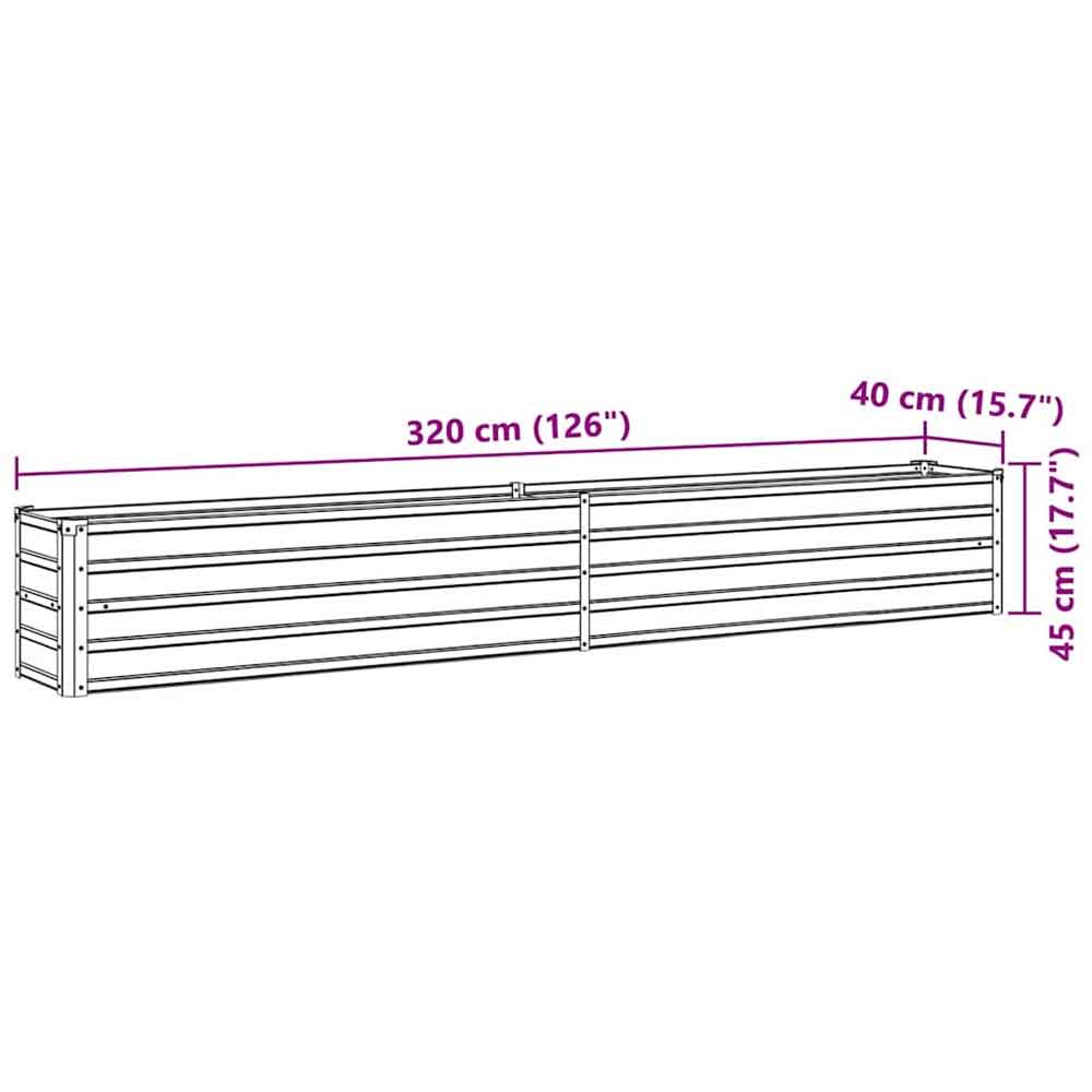 Modenza 320 x 40 x 45cm Garden Galvanised Steel Planter in Green