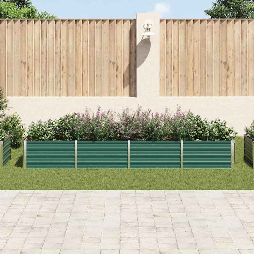 Modenza 320 x 80 x 45cm Garden Galvanised Steel Planter in Green