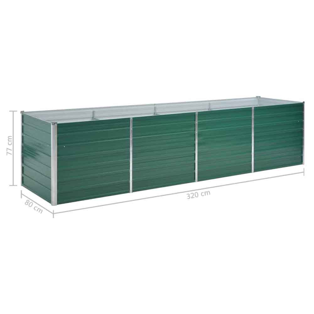 Modenza 320 x 80 x 77cm Garden Galvanised Steel Planter in Green