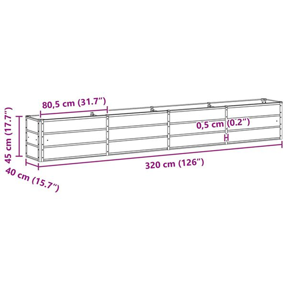 Modenza 320 x 45cm Garden Steel Planter In Anthracite